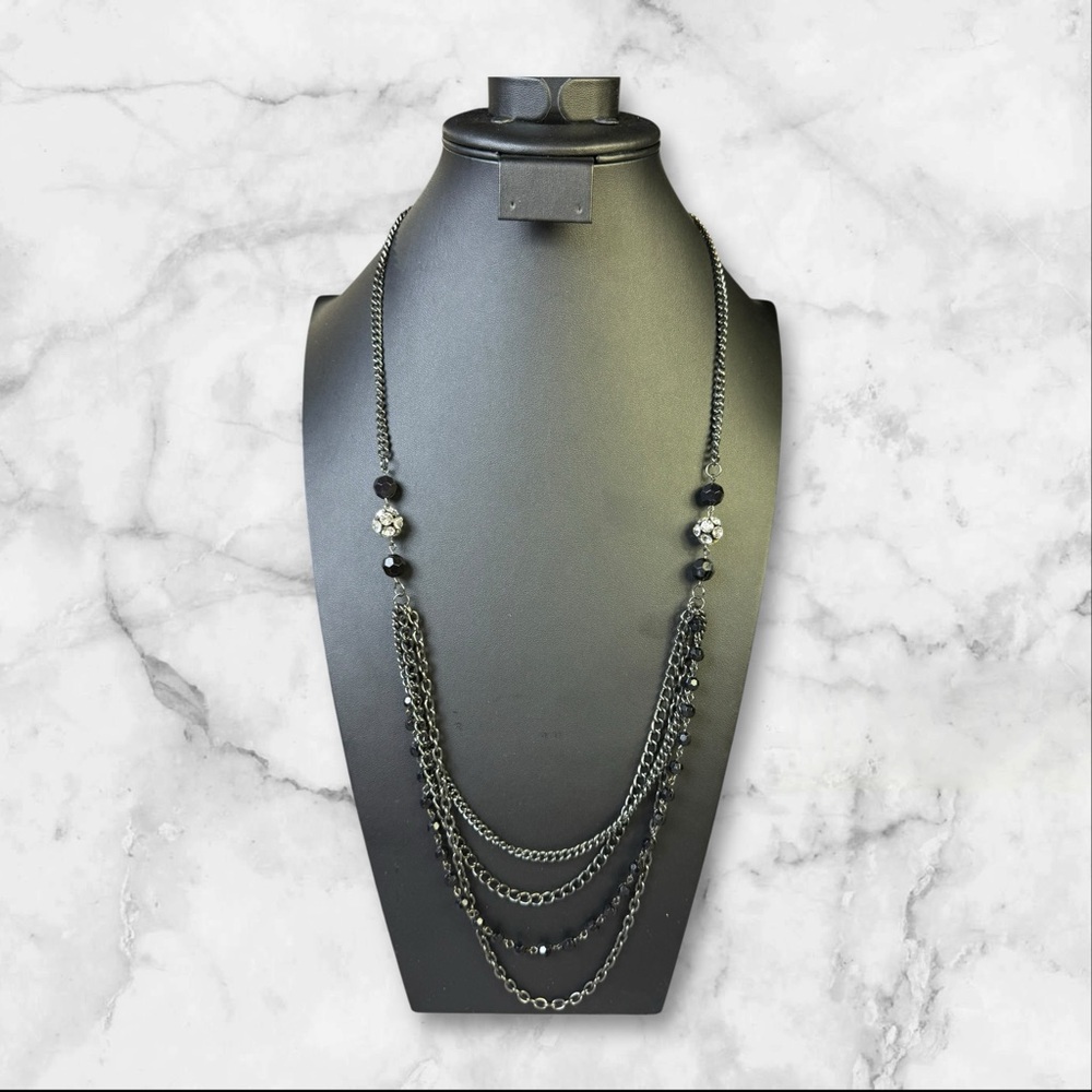 216. Multi-Strand Black Layered Necklace Anniversary Gift